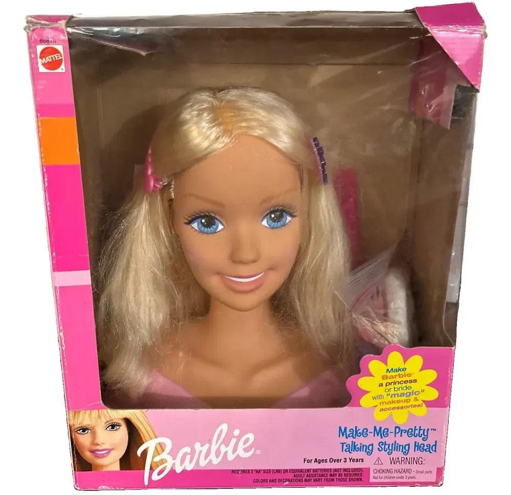 Mattel Barbie Make Me Pretty Talking Styling Head 2001 Tested & Works Box Damage